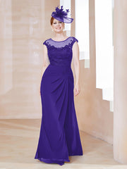 Robe en Mousseline Dentelle à Col Illusion Scoop Régence