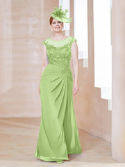 Robe en Mousseline Dentelle à Col Illusion Scoop Sauge Grande Taille