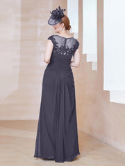 Robe en Mousseline Dentelle à Col Illusion Scoop Orageux