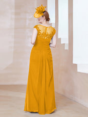 Robe en Mousseline Dentelle à Col Illusion Scoop Mandarine