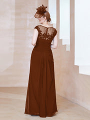 Robe en Mousseline Dentelle à Col Illusion Scoop Terracotta Grande Taille
