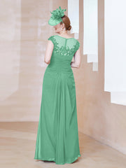 Robe en Mousseline Dentelle à Col Illusion Scoop Turquoise