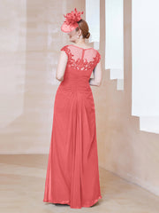 Robe en Mousseline Dentelle à Col Illusion Scoop Pastèque Grande Taille