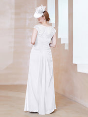 Robe en Mousseline Dentelle à Col Illusion Scoop Blanc