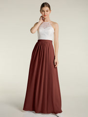 Mousseline Robes Longues Avec Dentelle Ivoire Corsage terracotta
