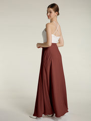 Mousseline Robes Longues Avec Dentelle Ivoire Corsage terracotta