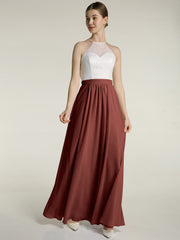 Mousseline Robes Longues Avec Dentelle Ivoire Corsage terracotta