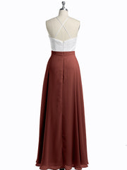 Mousseline Robes Longues Avec Dentelle Ivoire Corsage terracotta