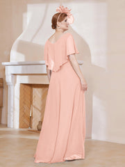 Robe Plissée en Mousseline à Col en V avec Manches Flottantes Corail