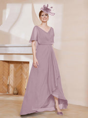 Robe Plissée en Mousseline à Col en V avec Manches Flottantes Dusk