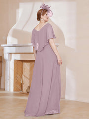 Robe Plissée en Mousseline à Col en V avec Manches Flottantes Dusk Grande Taille