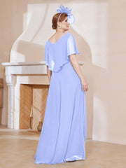Robe Plissée en Mousseline à Col en V avec Manches Flottantes Lavande