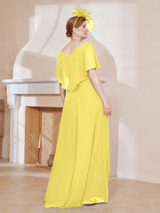 Robe Plissée en Mousseline à Col en V avec Manches Flottantes Citron
