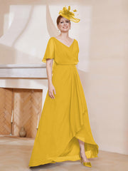 Robe Plissée en Mousseline à Col en V avec Manches Flottantes Souci