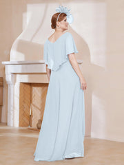 Robe Plissée en Mousseline à Col en V avec Manches Flottantes Brume