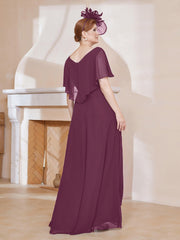 Robe Plissée en Mousseline à Col en V avec Manches Flottantes Mûre