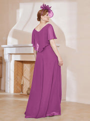 Robe Plissée en Mousseline à Col en V avec Manches Flottantes Orchidee Grande Taille