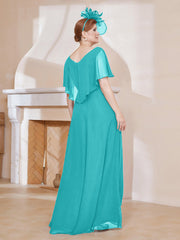 Robe Plissée en Mousseline à Col en V avec Manches Flottantes Piscine