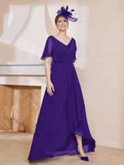 Robe Plissée en Mousseline à Col en V avec Manches Flottantes Régence