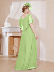 Robe Plissée en Mousseline à Col en V avec Manches Flottantes Sauge