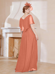 Robe Plissée en Mousseline à Col en V avec Manches Flottantes Crépuscule