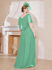 Robe Plissée en Mousseline à Col en V avec Manches Flottantes Turquoise