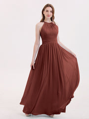 Robes avec Double Bretelle Licou Longue Mousseline terracotta Grande Taille