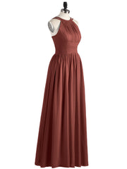 Robes avec Double Bretelle Licou Longue Mousseline terracotta Grande Taille