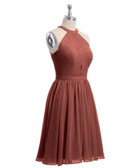 Mousseline Licou Robes Courtes De Demoiselle d'Honneur terracotta