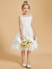 Robe de Fille Longueur aux Genoux à Volants et Encolure Carrée