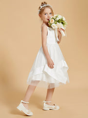 Robe de Fille Longueur aux Genoux à Volants et Encolure Carrée