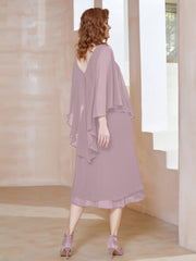 Robe Fourreau en Mousseline à Col en v Longueur de Mollet Dusk Grande Taille