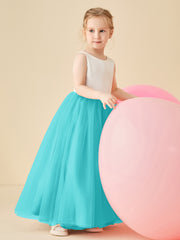 Robe de Demoiselle d'Honneur en Satin avec Dos en V et Jupe en Tulle Longueur Sol Piscine