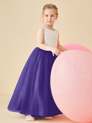 Robe de Demoiselle d'Honneur en Satin avec Dos en V et Jupe en Tulle Longueur Sol Régence