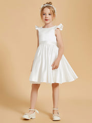 Robes de Fille Charmantes à Col en Scoop avec Manches Flottantes Longueur aux Genoux