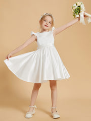 Robes de Fille Charmantes à Col en Scoop avec Manches Flottantes Longueur aux Genoux