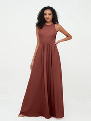 Robes Longues Princesse en Mousseline avec Fente terracotta