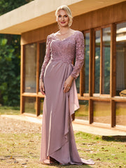 Robe Plissée en Mousseline avec Manches Longues à Col en V Crépuscule
