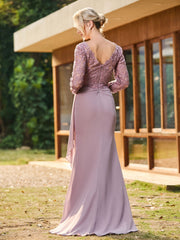 Robe Plissée en Mousseline avec Manches Longues à Col en V Crépuscule