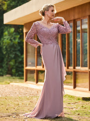 Robe Plissée en Mousseline avec Manches Longues à Col en V Crépuscule
