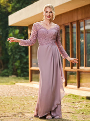 Robe Plissée en Mousseline avec Manches Longues à Col en V Crépuscule
