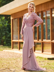 Robe Plissée en Mousseline avec Manches Longues à Col en V Crépuscule