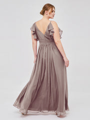 Spaghetti Bretelle Plis Col En V Mousseline Robes Dusk Grande Taille