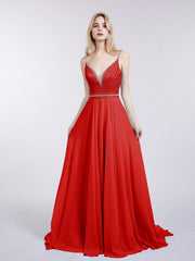Bretelle Spaghetti Dentelle et Mousseline Robe Rouge