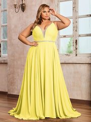 Bretelle Spaghetti Dentelle et Mousseline Robe Citron Grande Taille