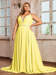 Bretelle Spaghetti Dentelle et Mousseline Robe Citron Grande Taille