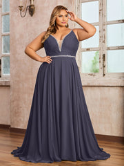 Bretelle Spaghetti Dentelle et Mousseline Robe Orageux Grande Taille