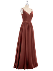 Bretelle Spaghetti Mousseline Robe de Demoiselle d'Honneur terracotta