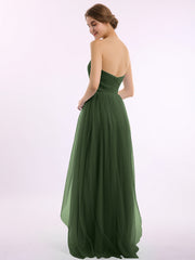 Col En Cœur Sans Bretelles Empire Tulle Robes Olive Verte