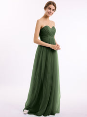 Col En Cœur Sans Bretelles Empire Tulle Robes Olive Verte